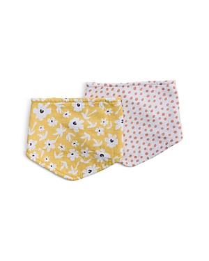 Lulujo Wildflower and Dots Printed Cotton Muslin Bandana Bibs, Pack of 2 - Baby