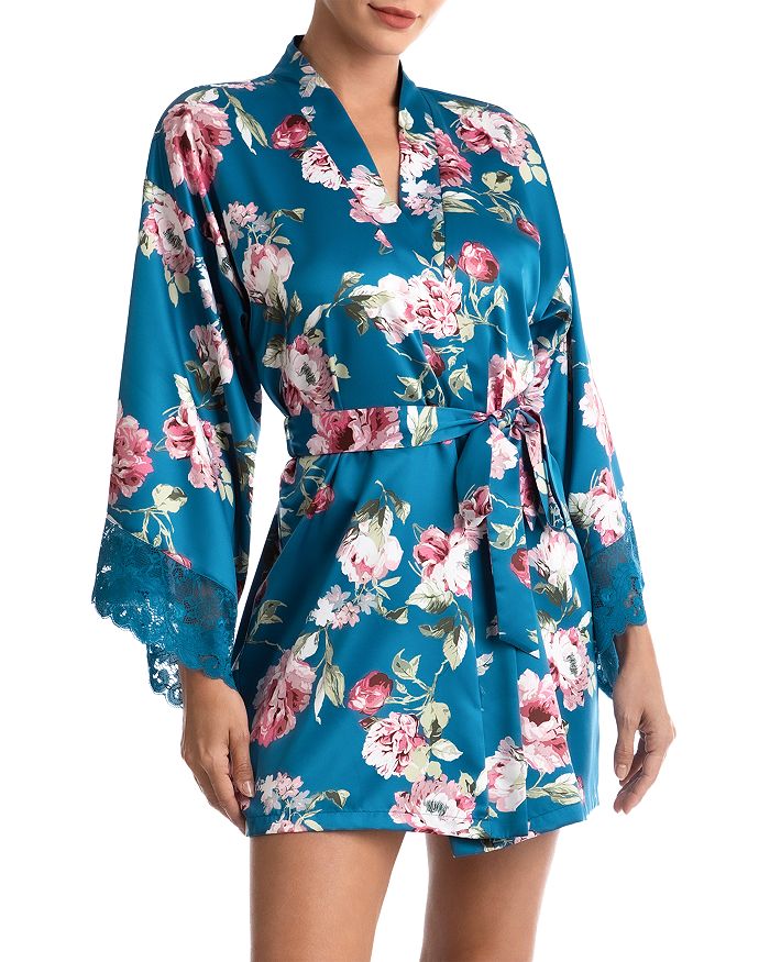 In Bloom by Jonquil Floral Satin Wrap Robe Bloomingdale's