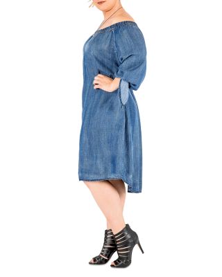 Julie Off-the-Shoulder Chambray Dress