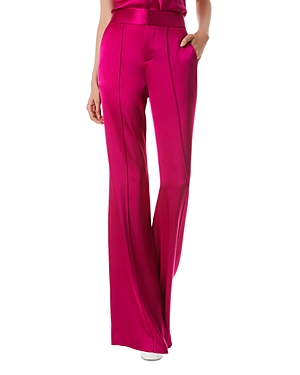 Alice And Olivia Dylan Wide Leg Pants In Raspberry Satin