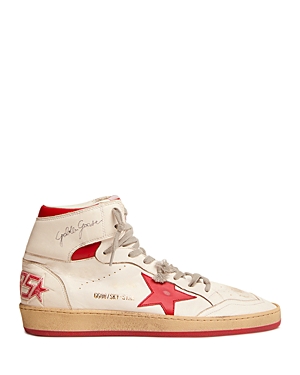 Shop Golden Goose Women's Sky Star High Top Sneakers In White Red