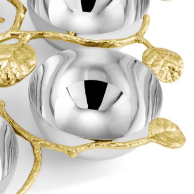 Botanical Leaf Gold Seder Plate