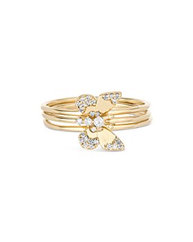 Adina Reyter - 14K Yellow Gold Enchanted Small Diamond Butterfly Wing Ring Set