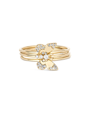 Adina Reyter 14K Yellow Gold Enchanted Small Diamond Butterfly Wing Ring Set