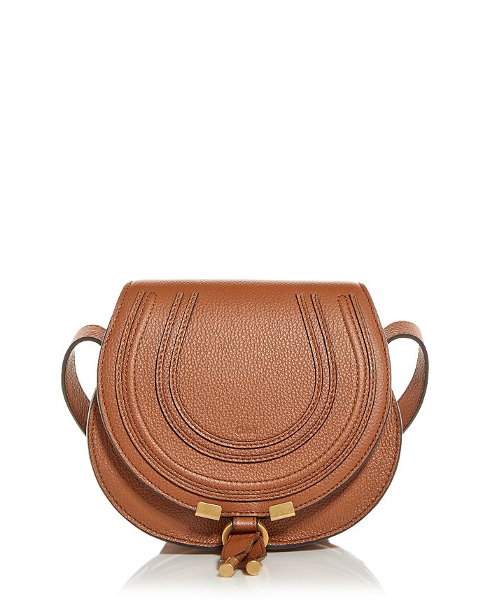 Shop Chloé Marcie Small Leather Saddle Bag In Tan