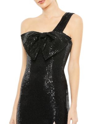 Embellished One Shoulder Bow Dress