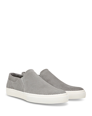Vince Men's Fletcher Perforated Suede Slip-on Sneakers In Smoke