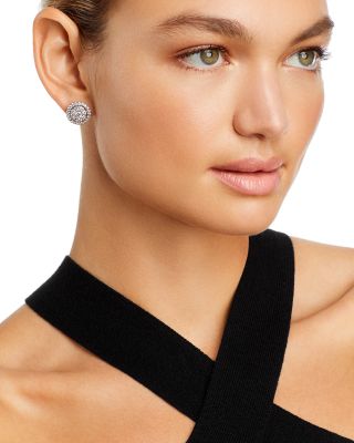 Diamond Cluster Stud Earrings in 14K White Gold, 2.50 tcw 