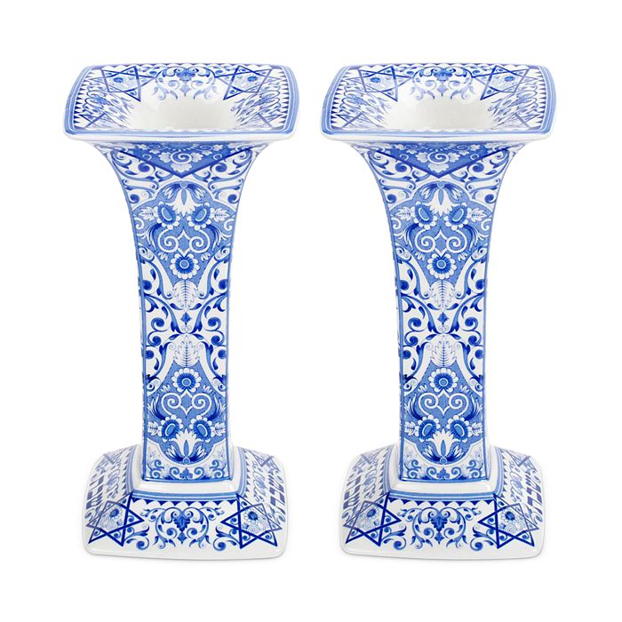 Spode Judaica Sabbath Candleholders, Set of 2