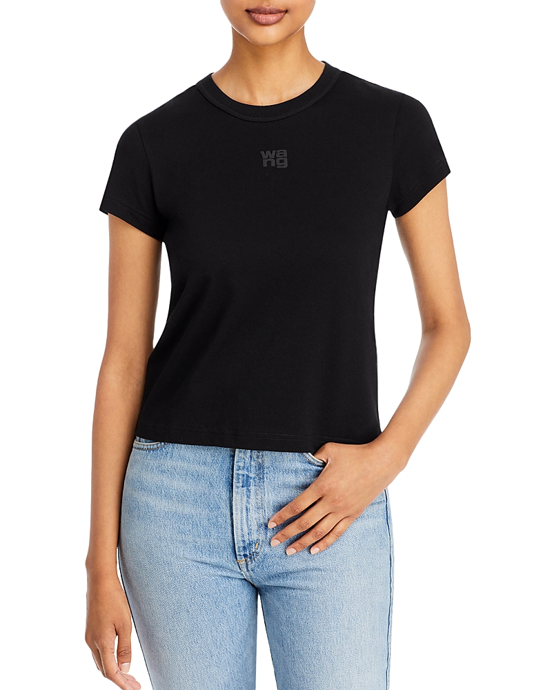 Alexander Wang T T By Alexander Wang Essential Jsy Shrunken Tee In Black