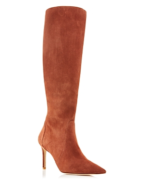 Stuart Weitzman Stuart 85 Knee High Pointed Toe Zip Boot In Cappucino