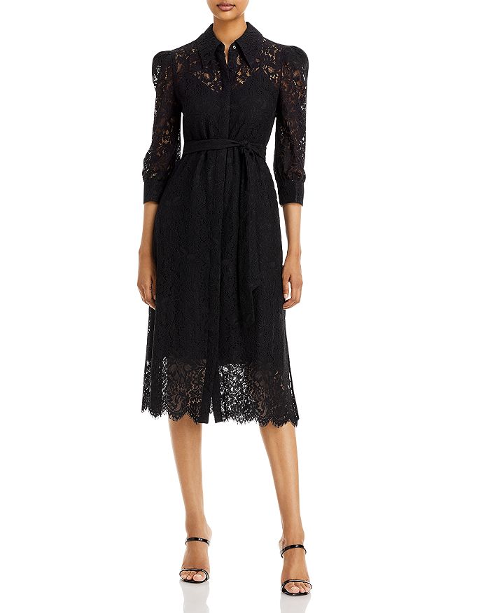 L'AGENCE Kaiya Lace Belted Midi Shirt Dress | Bloomingdale's
