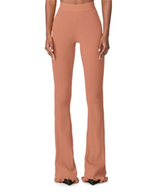 Herve Leger Ribbed Ruffled Hem Pants
