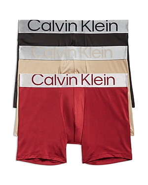 Calvin Klein Steel Low Rise Micro Trunks, Pack Of 3 In Black/tuffet/red Carpet