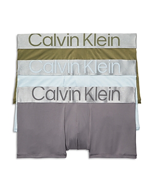 Calvin Klein Steel Low Rise Micro Trunks, Pack Of 3 In Napa/palest Blue/gray Sky