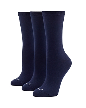 Shop Hue Super Soft Crew Socks, Set Of 3 In Navy