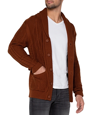 Shop Liverpool Los Angeles Fisherman Cable Shawl Cardigan Sweater In Caramel