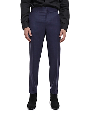 The Kooples Slim Fit Wooly Fil A Fil Suit Trousers In Navy