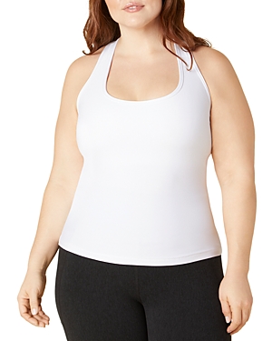 Beyond Yoga Plus Space Dye Step Up Racerback Tank In Cloud White