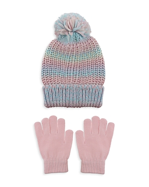 Capelli Girls' Metallic Rainbow Hat & Gloves Set - Big Kid In Pink Multi