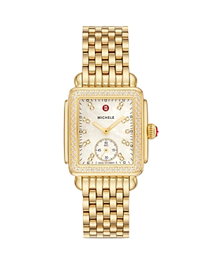 Shop Michele Deco Mid Watch, 29mm In White/gold