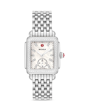 Michele Deco Mid Watch, 29mm In White/silver