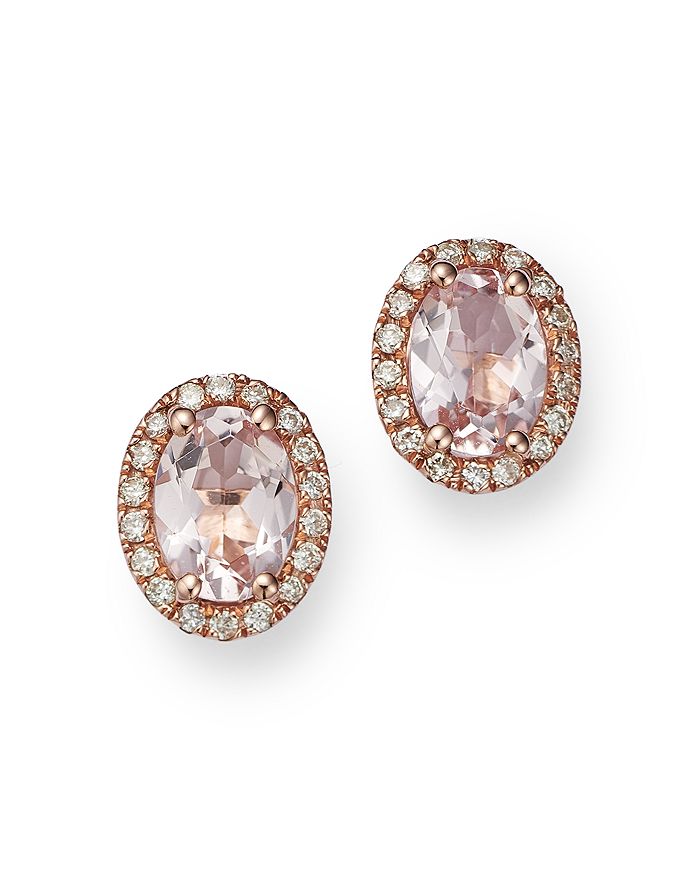 Bloomingdale's - Morganite & Diamond Oval Halo Stud Earrings in 14K Rose Gold - 100% Exclusive