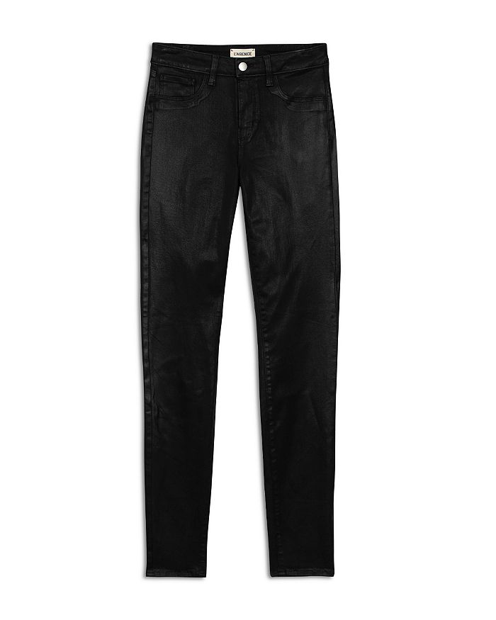 L Agence Marguerite Coated Skinny Jeans In Black Coated