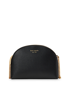 Shop Kate Spade New York Morgan Saffiano Leather Double Zip Dome Crossbody In Black/gold