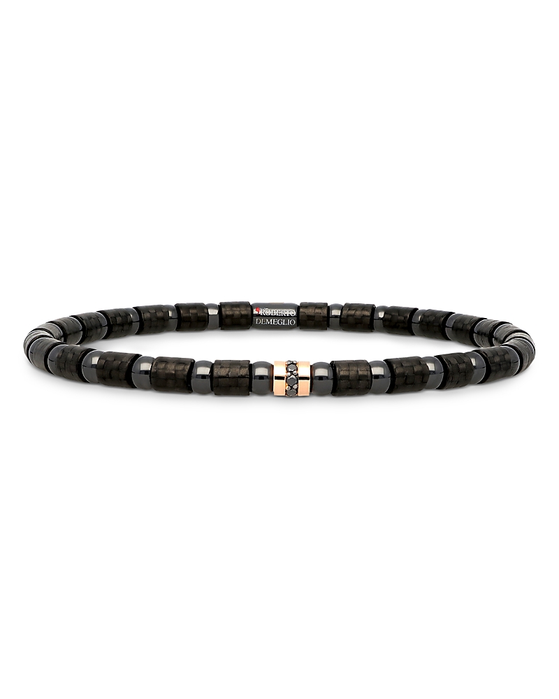 Roberto Demeglio 18k Rose Gold Carbon Black Diamond Stretch Bracelet In Black