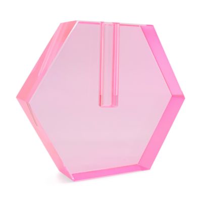 Crystal Pink Hexagon Flat Vase, Small