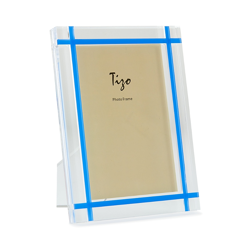 Tizo Lucite Frame With Blue Inlay, 4" X 6" In Clear/light Blue