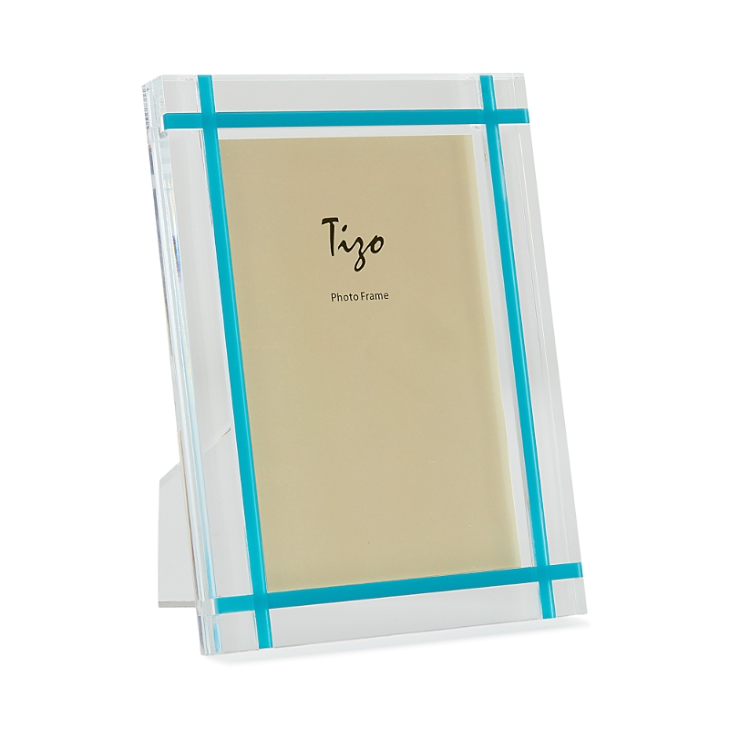 Tizo Contrast Inlay Lucite Frame, 4 X 6 In Clear/turquoise