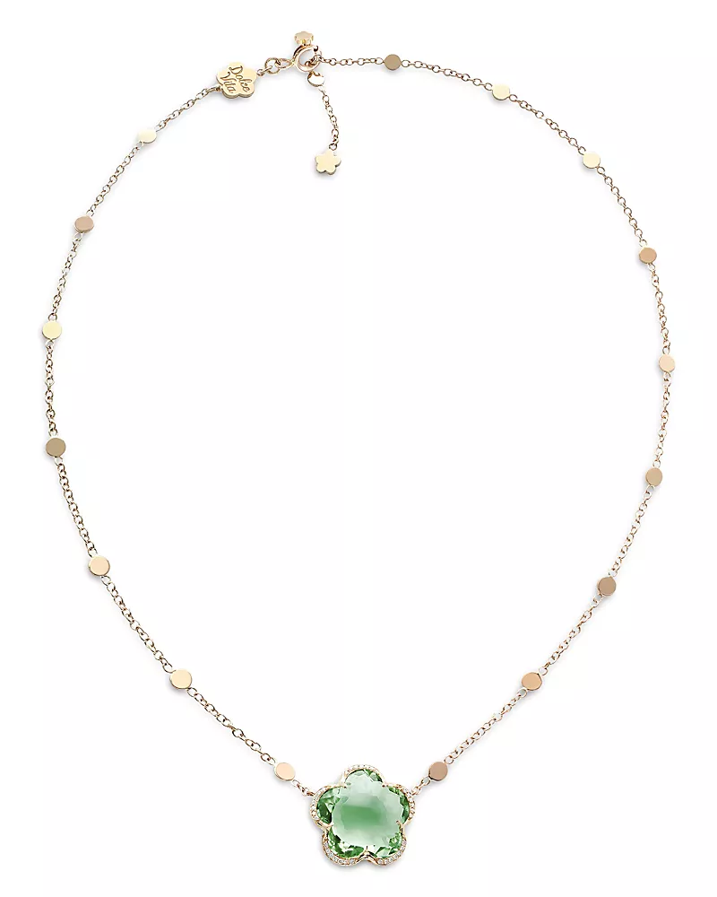 Pasquale Bruni 18K Rose Gold Bon Ton Prasiolite & Diamond Dolce Vita Pendant Necklace, 17