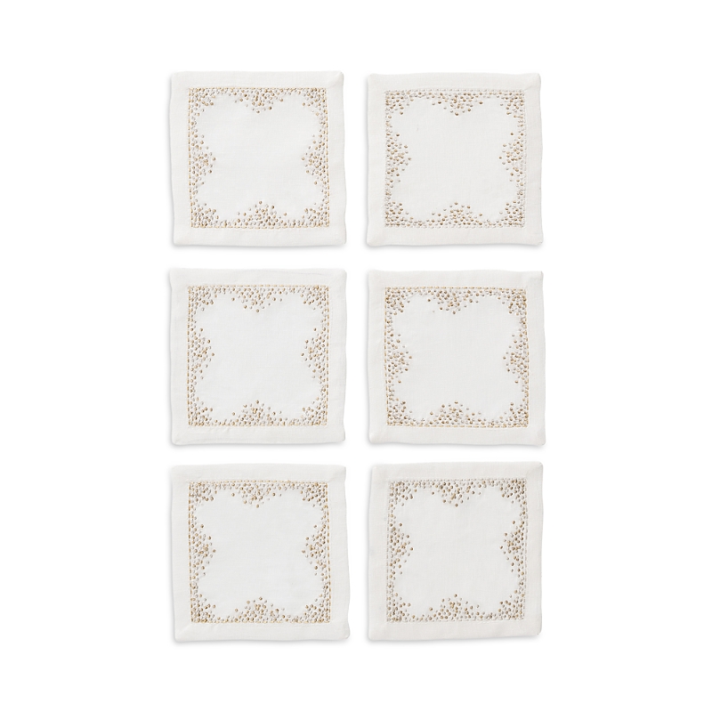 Kim Seybert Pin Dot Cocktail Napkins, Set Of 6 In Neutral