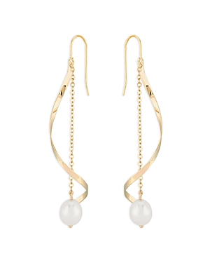 Bloomingdale's Cultured Freshwater Pearl Wrap Around Drop Earrings In 14k Yellow Gold - 100% Exclusive In White/gold