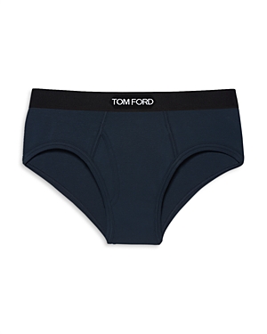 Tom Ford Cotton Blend Briefs In Navy