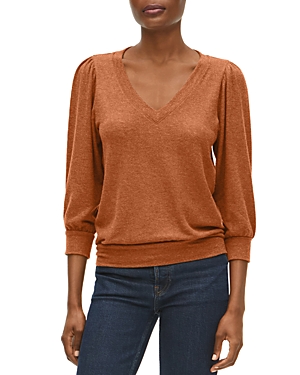 Michael Stars Gabriella V Neck Top In Heather Rustique