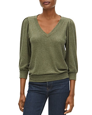 Michael Stars Gabriella V-neck 3/4-sleeve Sweatshirt In Heather Tarragon