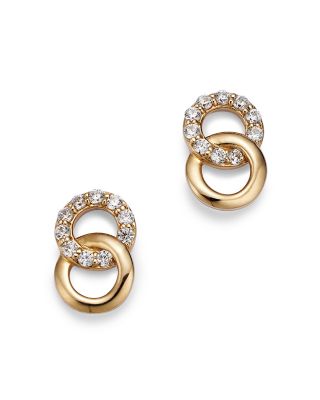 Diamond Double O Stud Earrings in 14K Yellow Gold, 0.17 tcw - 150th Anniversary Exclusive