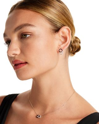 White &amp; Black Diamond Double O Pendant Necklace in 14K White Gold, 0.25 tcw - 150th Anniversary Exclusive