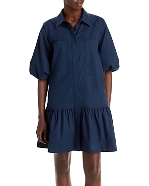 Simkhai Crissy Puff Sleeve Shirt Dress In Midnight