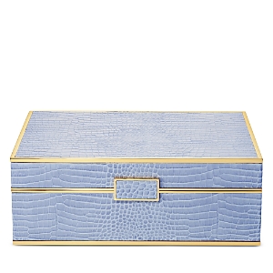 Aerin Classic Croc Jewelry Box, Large In Hydrangea Blue