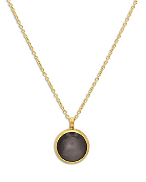 Gurhan 24k/22k Yellow Gold Rune Gray Moonstone Pendant Necklace, 16-18 In Black/gold