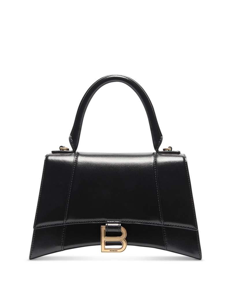 Balenciaga Hourglass Handbag Crocodile Embossed in Black/Gold