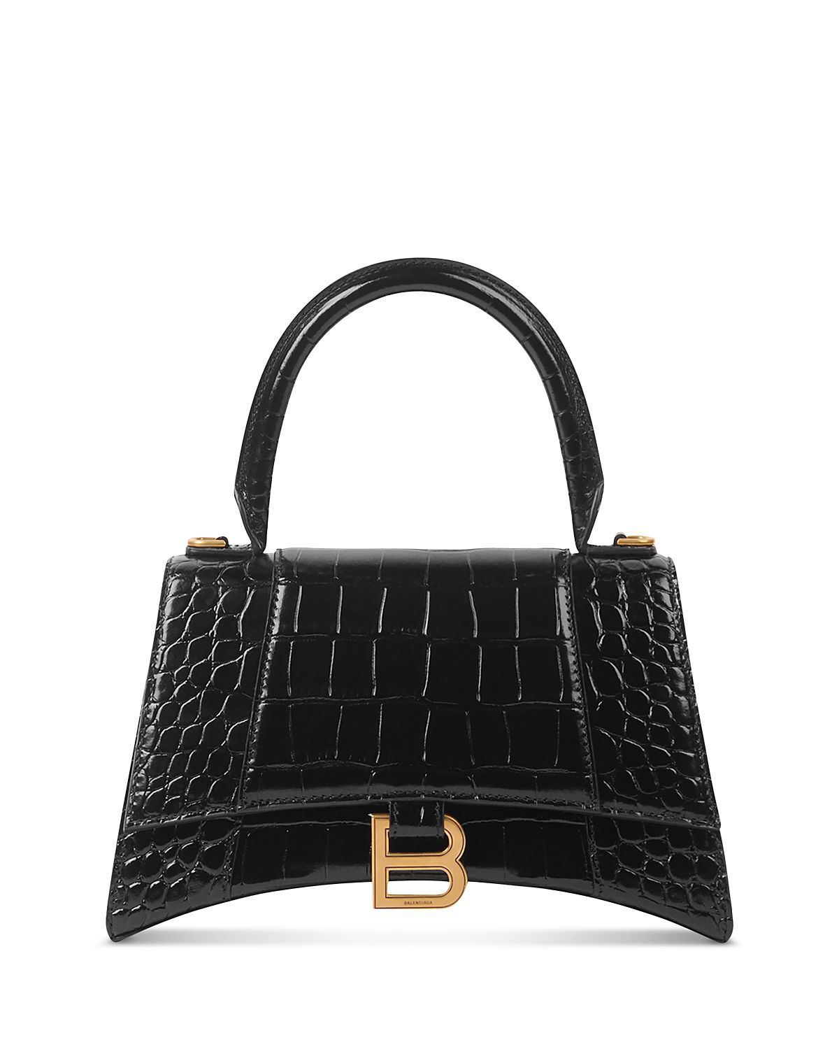 Balenciaga Hourglass Handbag Crocodile Embossed