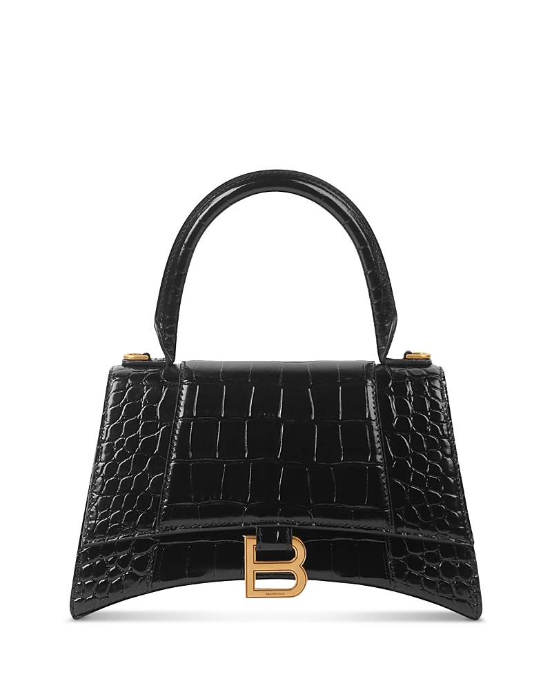 Balenciaga Hourglass Handbag Crocodile Embossed