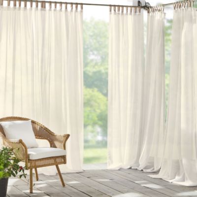 Elrene Home Fashions Darien Solid Indoor/Outdoor Sheer Adhesive Loop Tab Top Window Curtain Panel, 52 x 95