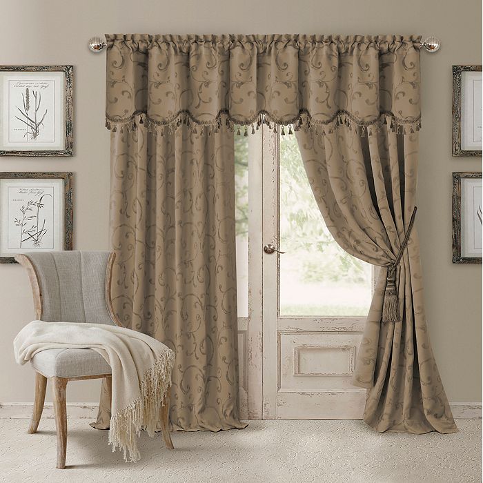 Shop Elrene Home Fashions Mia Jacquard Scroll Blackout Window Curtain Panel, 52 X 84 In Natural