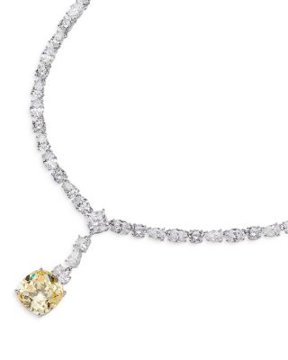 Soleil Cubic Zirconia Adjustable Y Necklace in Rhodium Plated, 15"-17"